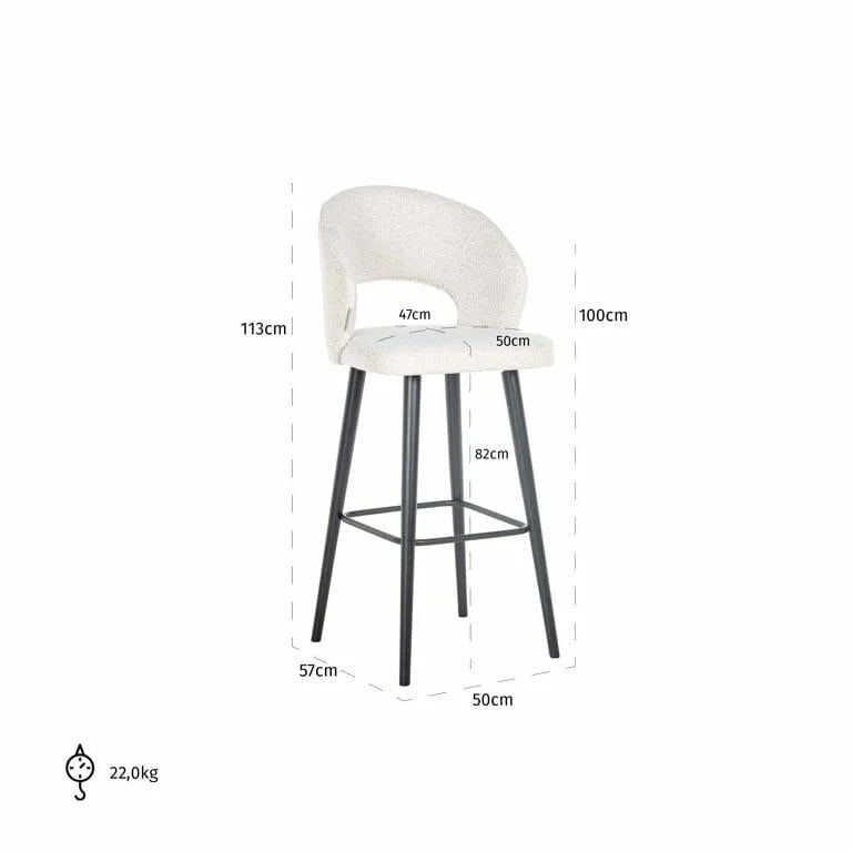 Barstol Savoy vit bouclé