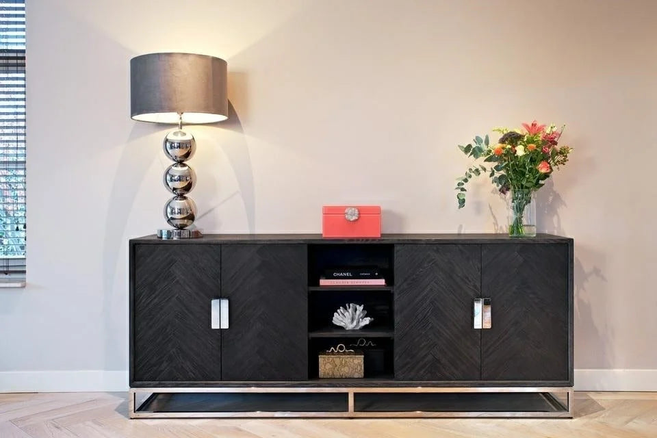 Byrå Blackbone silver 4-dörrar (Black rustic)