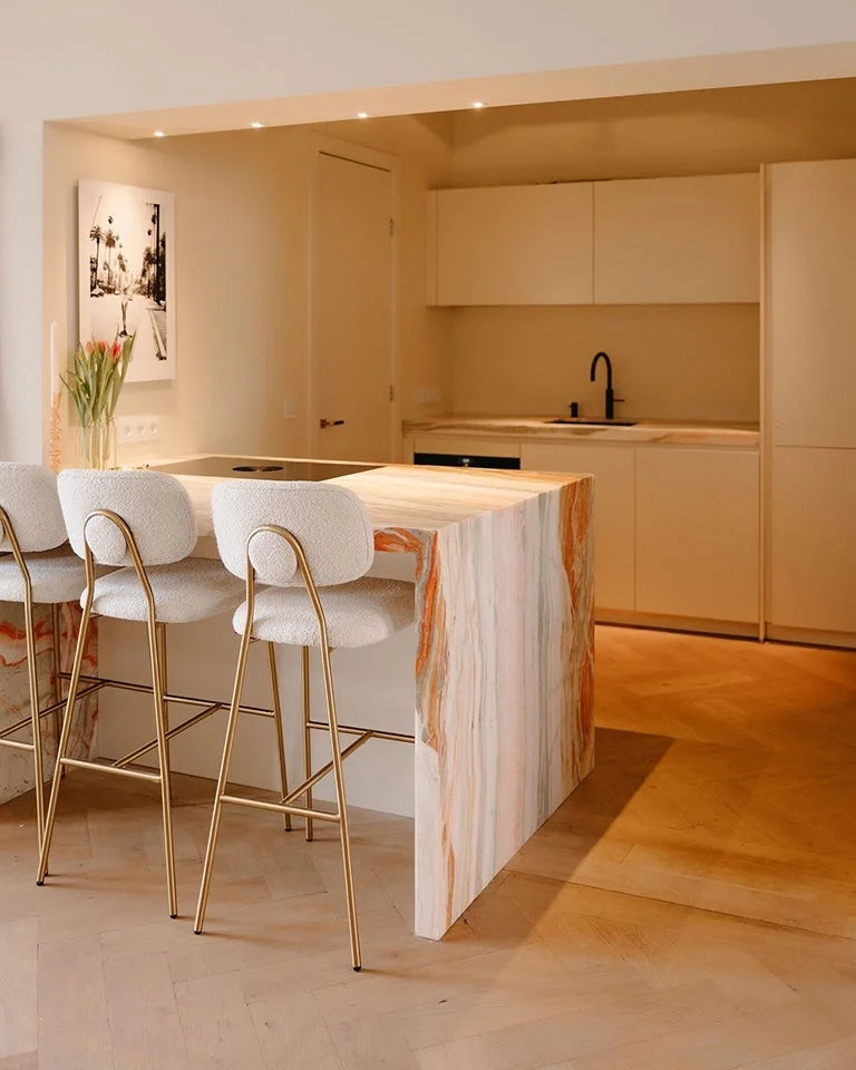 RICHMOND barstol XENIA WHITE BOUCLÉ vit