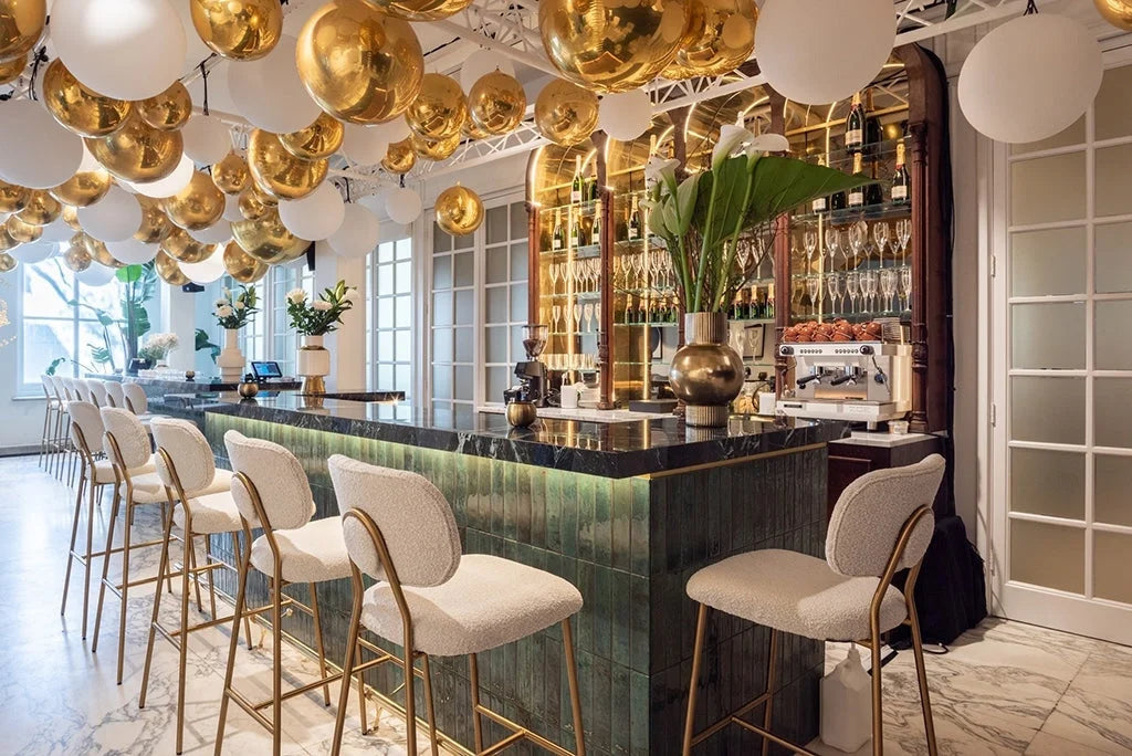 RICHMOND barstol XENIA WHITE BOUCLÉ vit