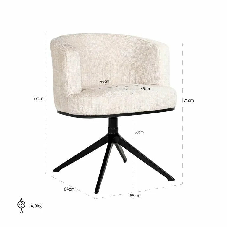 Snurrstol Cheyenne Cream chenille