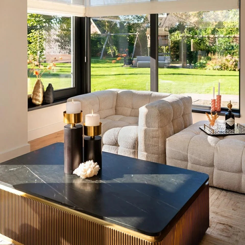 RICHMOND sofbord IRONVILLE 140 marmor, metal, MDF, björkkrydsfiner