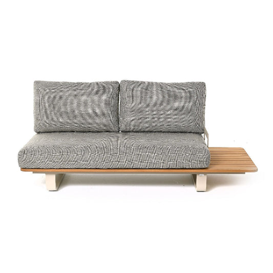 2-sitsig soffa. Livo 190x85x85cm Aluminium Beige Teak Sunproof tyg Grå