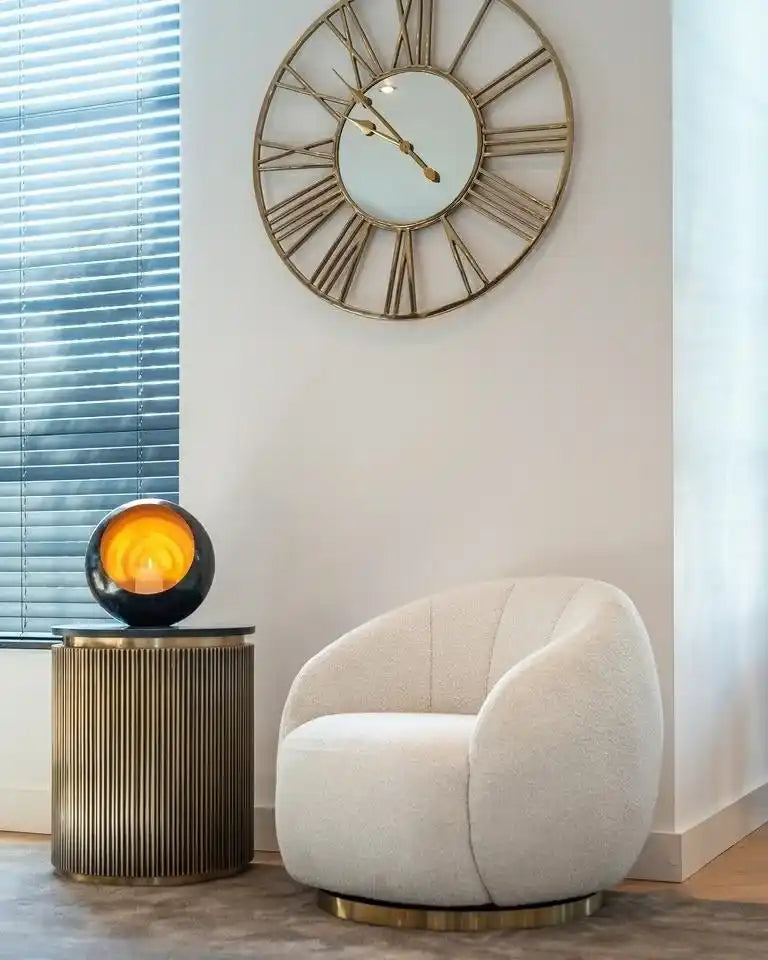 Cozy white swivel chair.