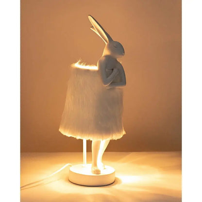 KARE bordslampa RABBIT FUR 50 cm vit