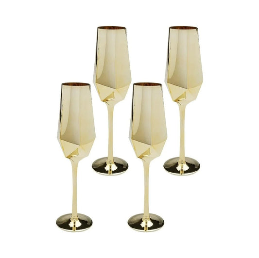 KARE komplett 4 champagneglas DIAMOND 365 ml guld