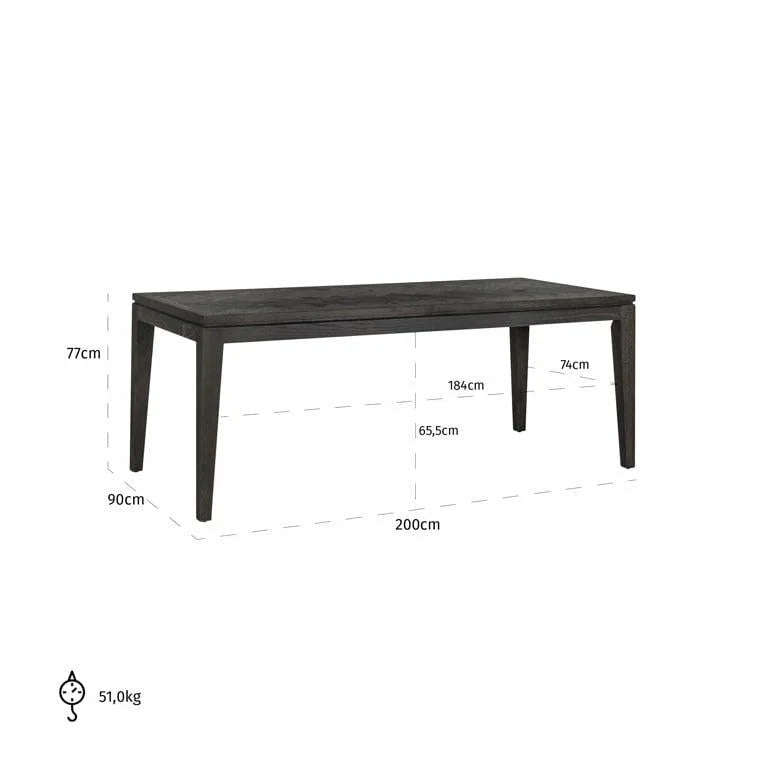 RICHMOND måttebord BLACKBONE 200 sort