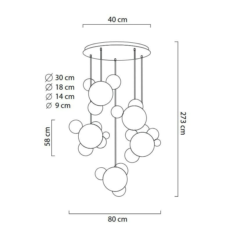 MOOSEE Taklampa CAPRI DISC 5 guld - 300 LED, aluminium, glas