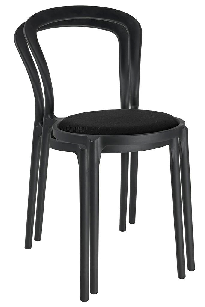 Svart SLIM stol - polypropen, tyg