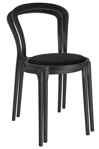 Svart SLIM stol - polypropen, tyg