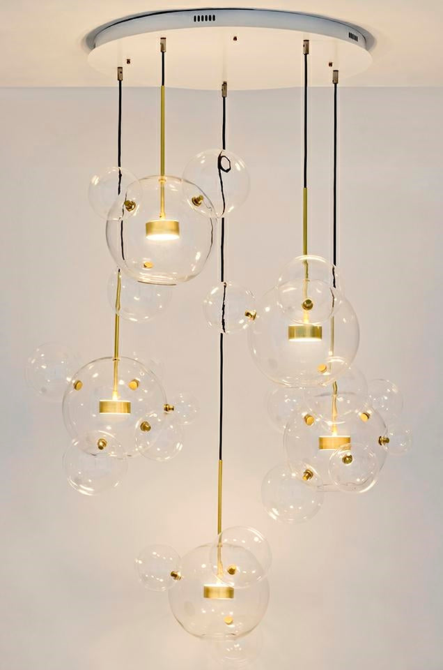 MOOSEE Taklampa CAPRI DISC 5 guld - 300 LED, aluminium, glas