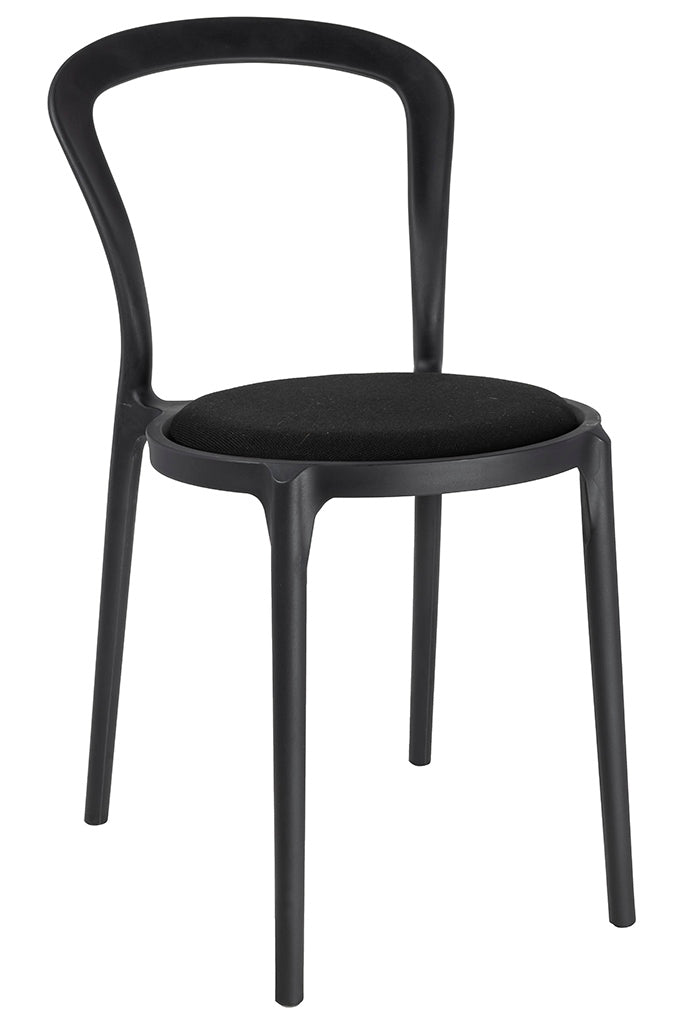 Svart SLIM stol - polypropen, tyg