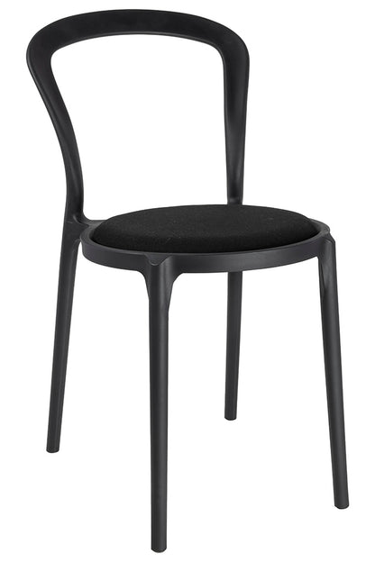 Svart SLIM stol - polypropen, tyg