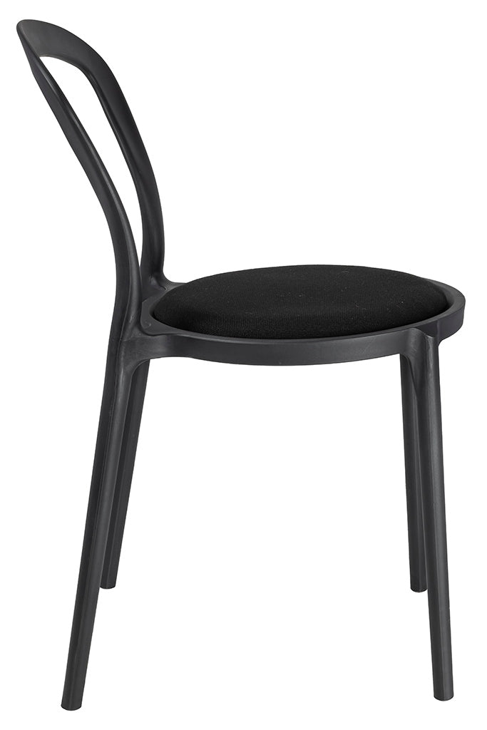 Svart SLIM stol - polypropen, tyg