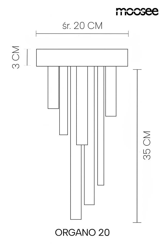 MOOSEE lampa sufitowa / plafon ORGANO 20 złota