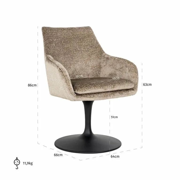 RICHMOND snurrstol MARLON mørk beige