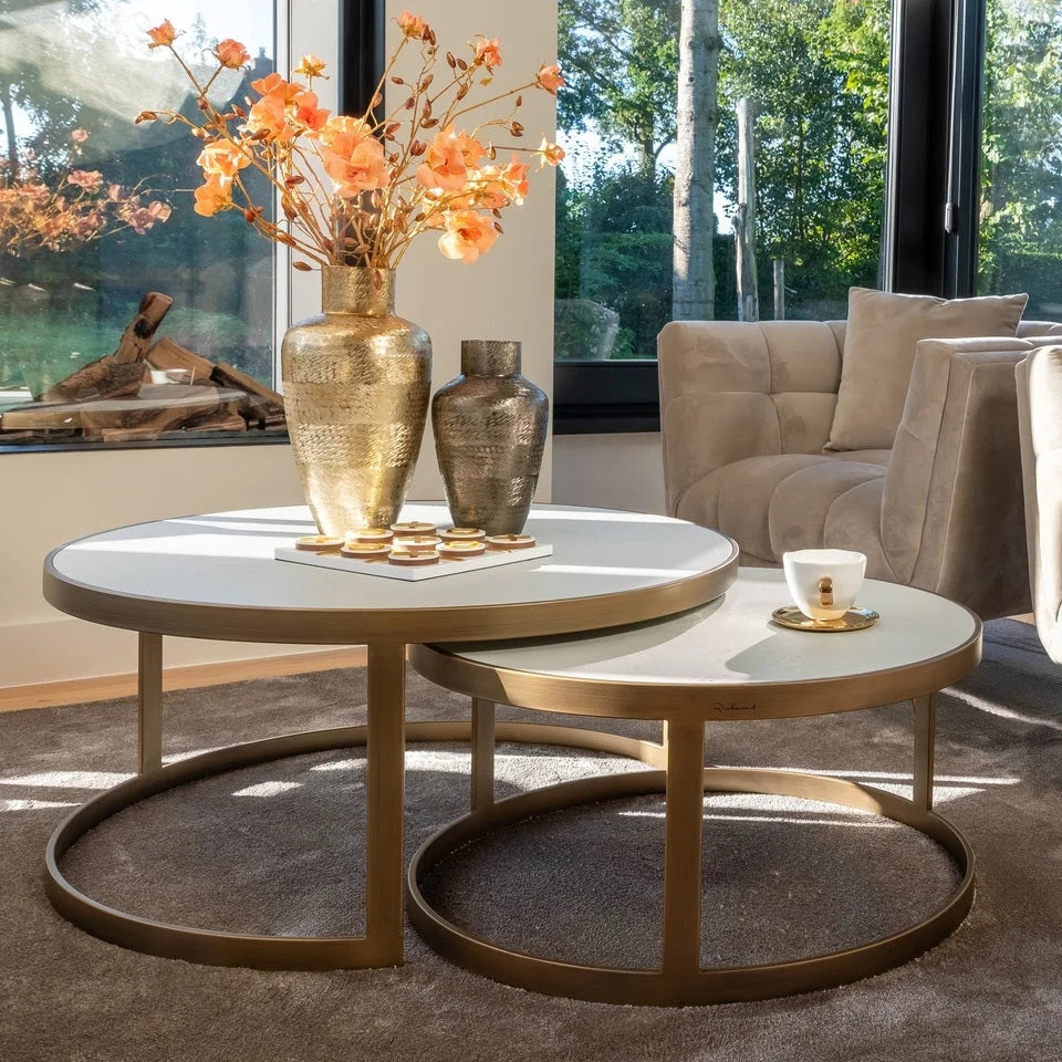 Soffbord Whitebone brass set om 2