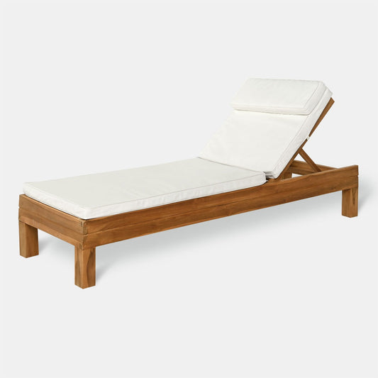 Solstol Togo 200x65x35cm Teak Natur Tyg Off White