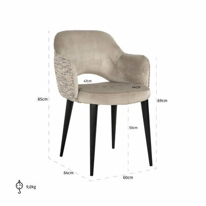 Armlænestol Giovanna trendy natur/kvarts khaki flammehæmmende (Be Trendy 01 Natur)